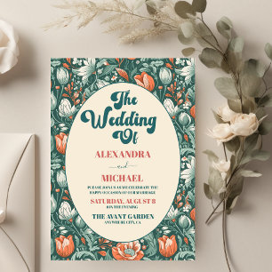 Moderne Boho-Chic-Retro-bunte Blumenhochzeit Einladung