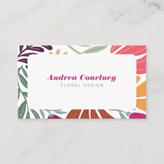 Moderne Boho Chic Retro farbenfroh floral Visitenkarte (Vorderseite)