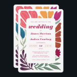 Moderne Boho Chic Retro farbenfrohe blumenreiche H<br><div class="desc">Moderne Boho Chic Retro farbenfrohe blumenreiche Hochzeit Einladung</div>