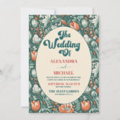 Moderne Boho Chic Retro farbenfrohe blumenreiche H Einladung (Vorderseite)