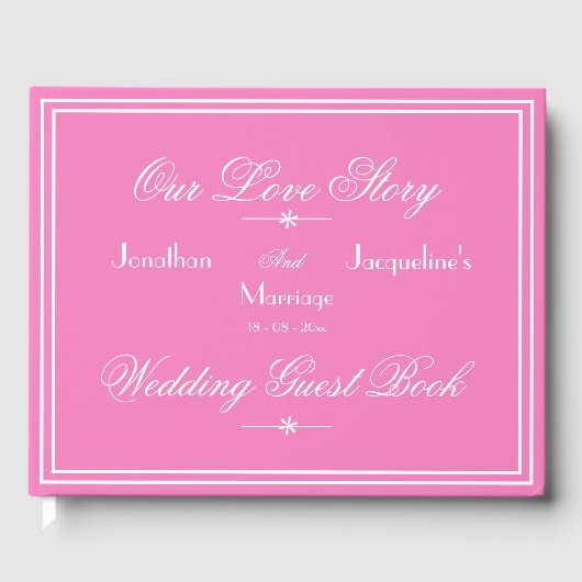 Moderne Boho Chic Script Elegante Pink Girly Weddi Gästebuch (Vorderseite)
