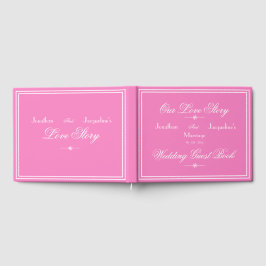 Moderne Boho Chic Script Elegante Pink Girly Weddi Gästebuch