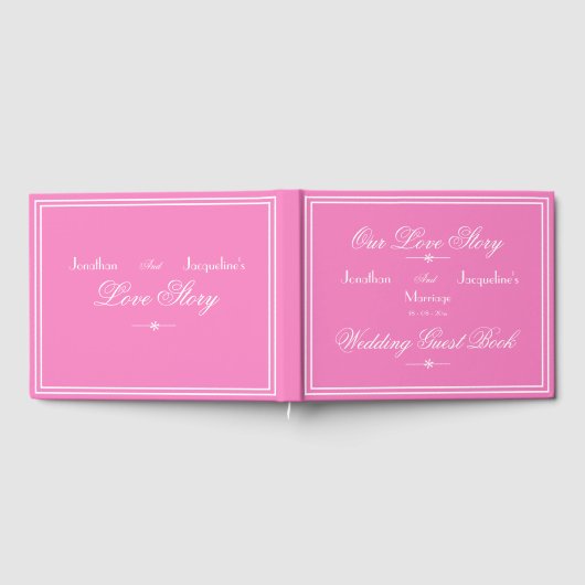 Moderne Boho Chic Script Elegante Pink Girly Weddi Gästebuch (Voll)