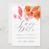Moderne Boho-Chic-Wasserfarben-Hochzeit mit floral Save The Date (Vorderseite)