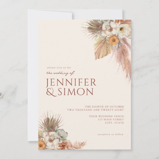 Moderne Boho Chic Wedding Einladung (Vorderseite)