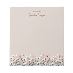 Moderne Boho Chic Wildblume Taupe Notizblock