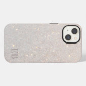 Moderne Boho Creme Glitter Subtile Initialen Monog iPhone Hülle (Rückseite (Horizontal))