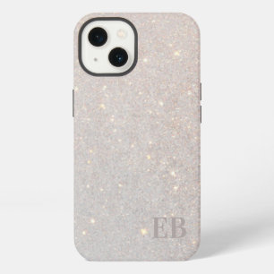 Moderne Boho Creme Glitter Subtile Initialen Monog iPhone 13 Hülle