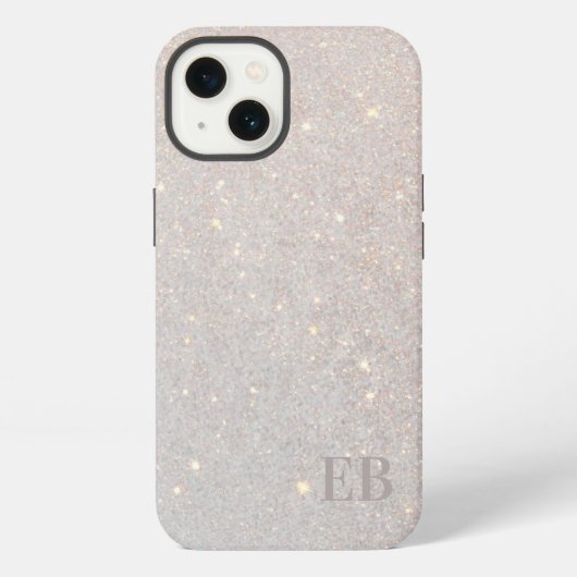 Moderne Boho Creme Glitter Subtile Initialen Monog iPhone Hülle (Rückseite)