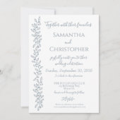Moderne Boho Dusty Blue Botanical Minimal Wedding Einladung (Vorderseite)
