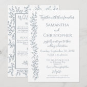 Moderne Boho Dusty Blue Botanical Minimal Wedding Einladung (Vorne/Hinten)
