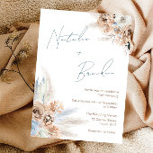 Moderne Boho Dusty Blue Script Wedding Einladung