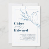 Moderne Boho Dusty Blue und Navy Wedding Einladung (Vorderseite)