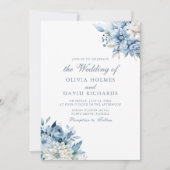 Moderne Boho Dusty Blue Wildblumen Hochzeit Einladung (Vorderseite)