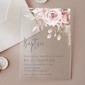 Moderne Boho Dusty Rose & Blush Bloral Taufe Acryleinladungen