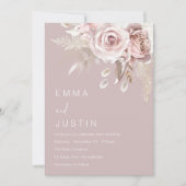 Moderne Boho Dusty Rose Blush Bloral Wedding Einladung (Vorderseite)