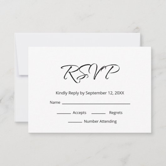 Moderne Boho Einfache Skriptsprache Elegante Hochz RSVP Karte (Vorderseite)