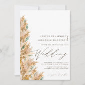 Moderne Boho Elegant Pampas Grass Wedding Einladung (Vorderseite)