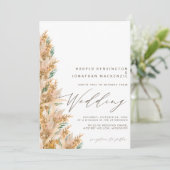 Moderne Boho Elegant Pampas Grass Wedding Einladung (Stehend Vorderseite)