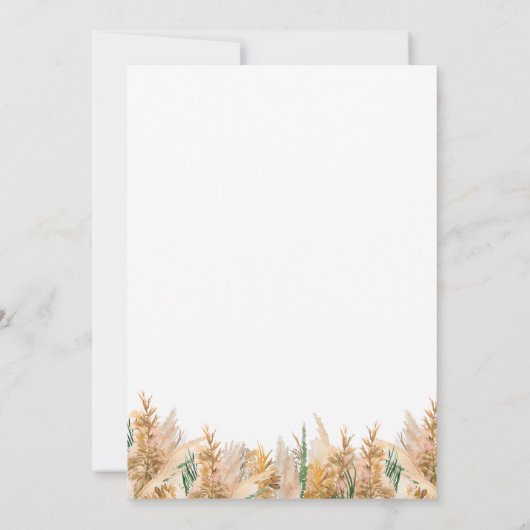 Moderne Boho Elegant Pampas Grass Wedding Einladung (Rückseite)