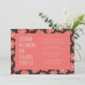 Moderne Boho Elegant Rote Flora Hochzeit Einladung (Stehend Vorderseite)