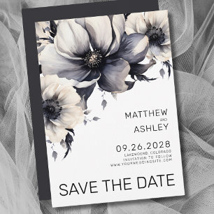 Moderne Boho Elegante Schwarze Weiße Florale Hochz Save The Date
