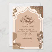 Moderne Boho-Erdfarbene Islamische Arch Iftar-Einl Einladung (Rückseite)