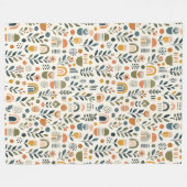 Moderne Boho-Erdfarbene Regenbogen-Blumen-Decke Fleecedecke (Vorderseite (Horizontal))