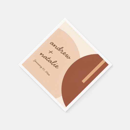 Moderne Boho erdgetönte Abstrakte Circles Wedding Serviette (Ecke)