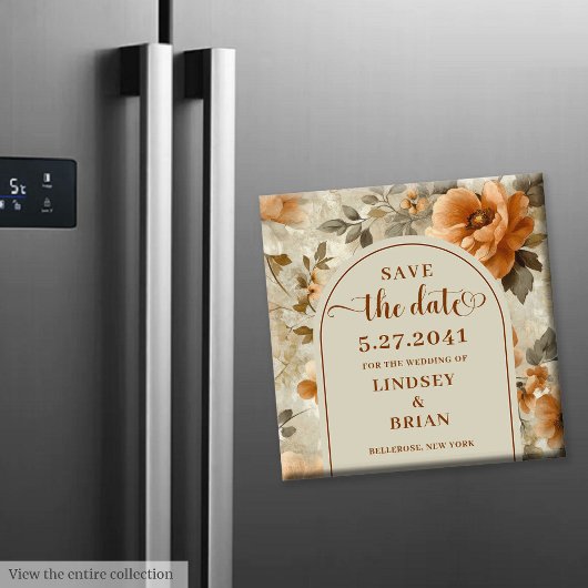 Moderne Boho Erdig Elfenbein Salbei Floral Save-th Magnet
