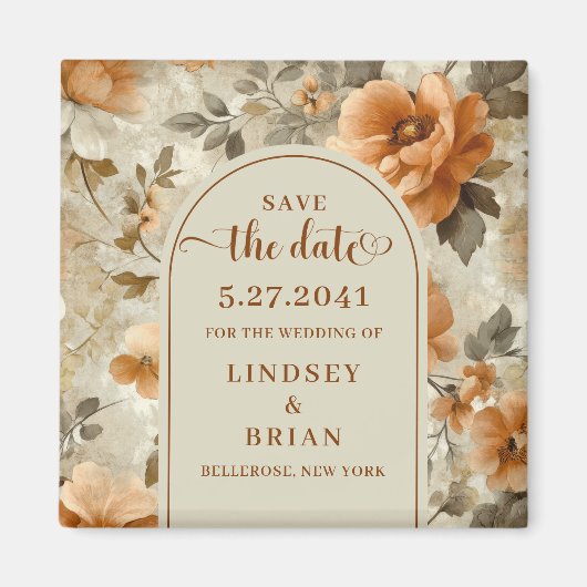 Moderne Boho Erdig Ivory Sage Florale Hochzeitsein Magnet (Vorne)