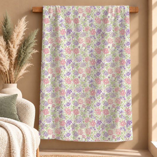 Moderne Boho-Erdtöne Blumen Rust Sage Decke