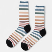 Moderne Boho-Erdtöne Gestreift Socken (Linkes Detail)