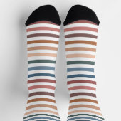 Moderne Boho-Erdtöne Gestreift Socken (Oben)