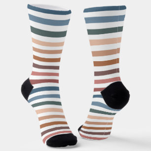 Moderne Boho-Erdtöne Gestreift Socken