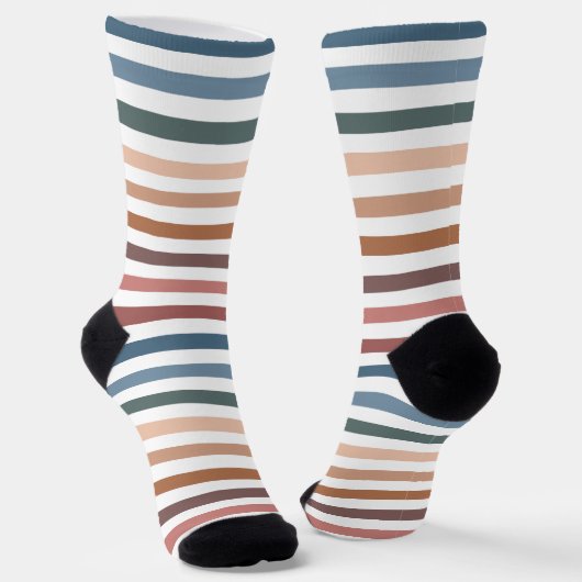 Moderne Boho-Erdtöne Gestreift Socken (Gewinkelt)