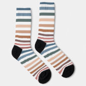 Moderne Boho-Erdtöne Gestreift Socken (Rechts)