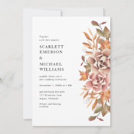 Moderne Boho Fall Floral Wedding Einladung