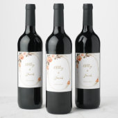 Moderne Boho Fall Floral Wedding Wine Labels Weinetikett (Flaschen)