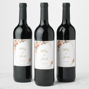 Moderne Boho Fall Floral Wedding Wine Labels Weinetikett