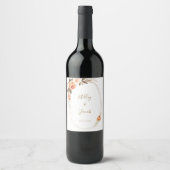 Moderne Boho Fall Floral Wedding Wine Labels Weinetikett (Vorderseite)