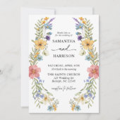 Moderne Boho farbenfrohe Wildblume Blumenhochzeit Einladung (Vorderseite)
