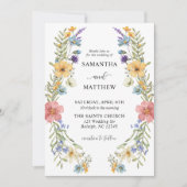 Moderne Boho farbenfrohe Wildblume Blumenhochzeit Einladung (Vorderseite)
