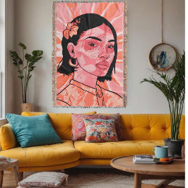 Moderne boho feministische minimalistische Kunst Decke