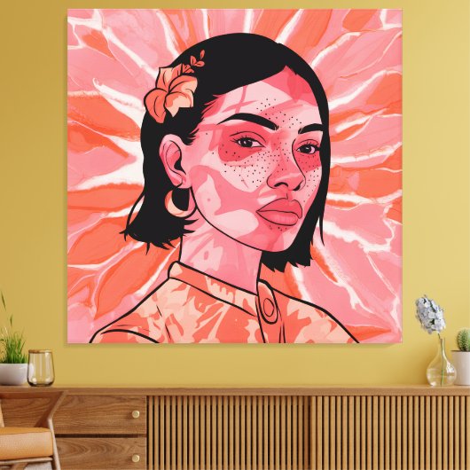 Moderne boho feministische minimalistische Kunst Leinwanddruck (Insitu (Wohnzimmer))