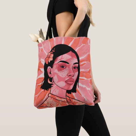 Moderne boho feministische minimalistische Kunst Tasche (Von Nahem)