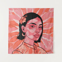 Moderne boho feministische minimalistische Kunst Wandteppich