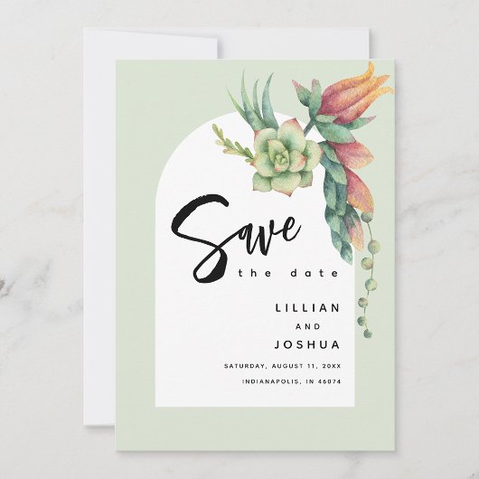 Moderne Boho Floral Botanische Sukkulente Grüne Save The Date