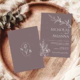 Moderne Boho Floral Cinnamon Slate Wedding Einladung