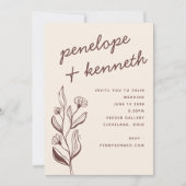 Moderne Boho floral Earthy Fall Rust Wedding Einladung (Vorderseite)